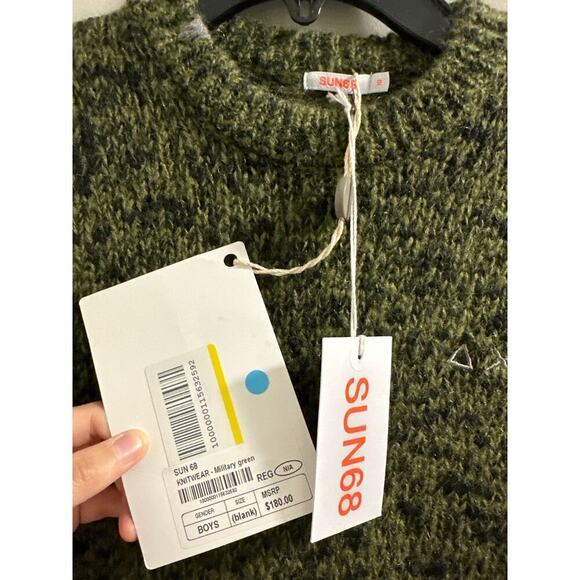 🔥FLASH SALE🔥 Sun68 green and‎ black pullover sweater boys size 10 New - Picture 3 of 5